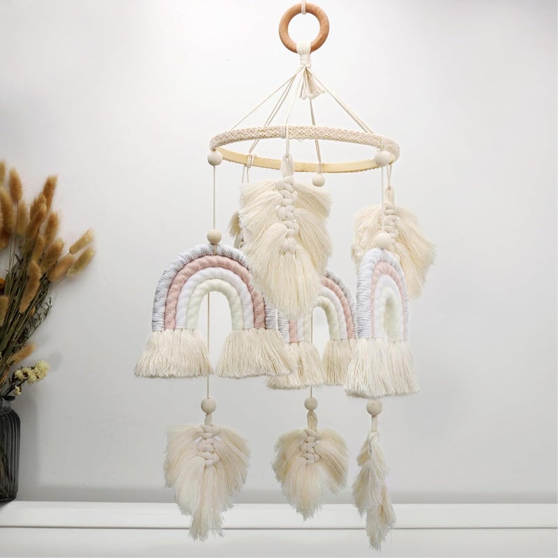 JILPAK Boho Baby Macrame Rainbow Boho Mobile - Newborn Shower Gift - Image 1